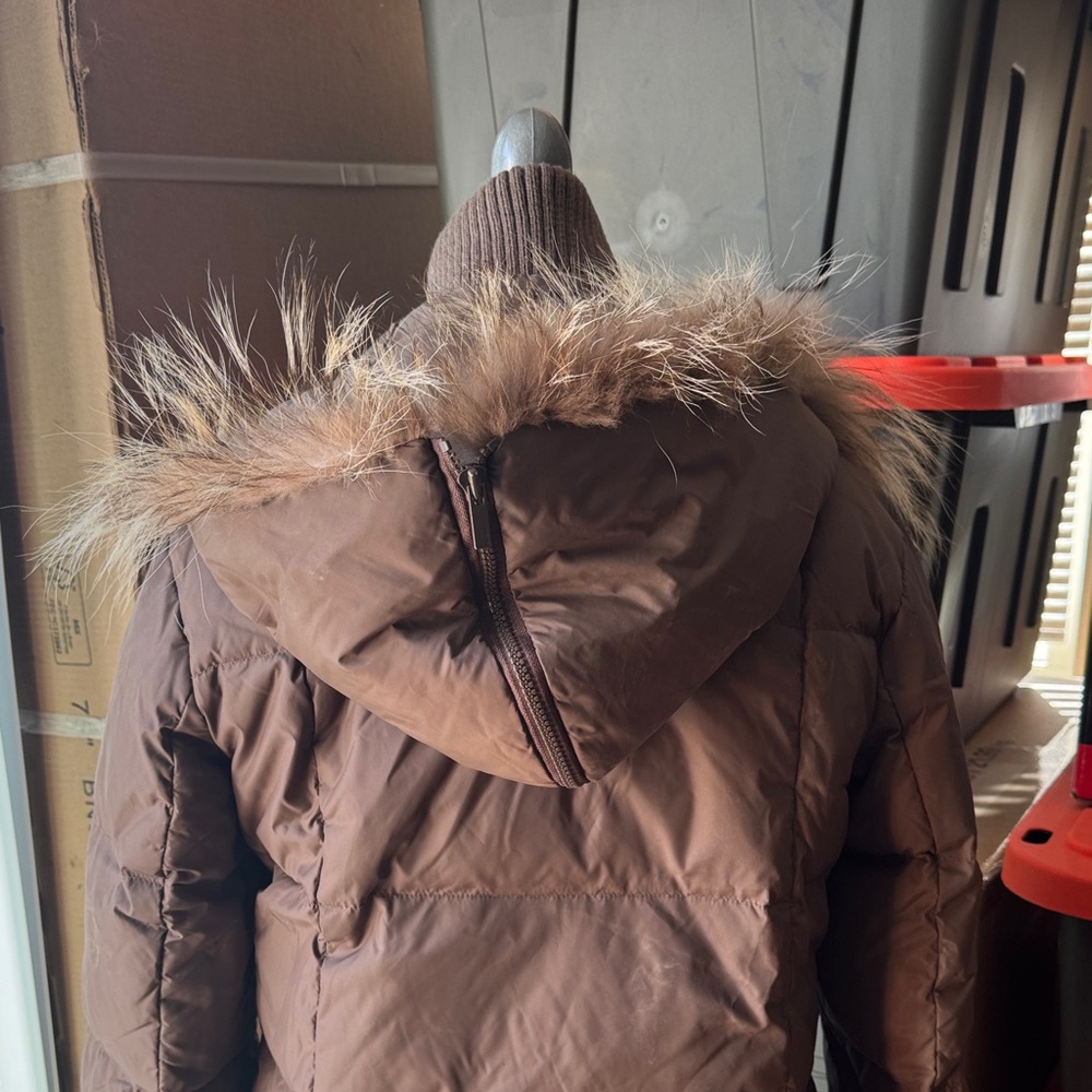 BCBG Women's Brown Fur-Trimmed Coat - Picture 2 of 3